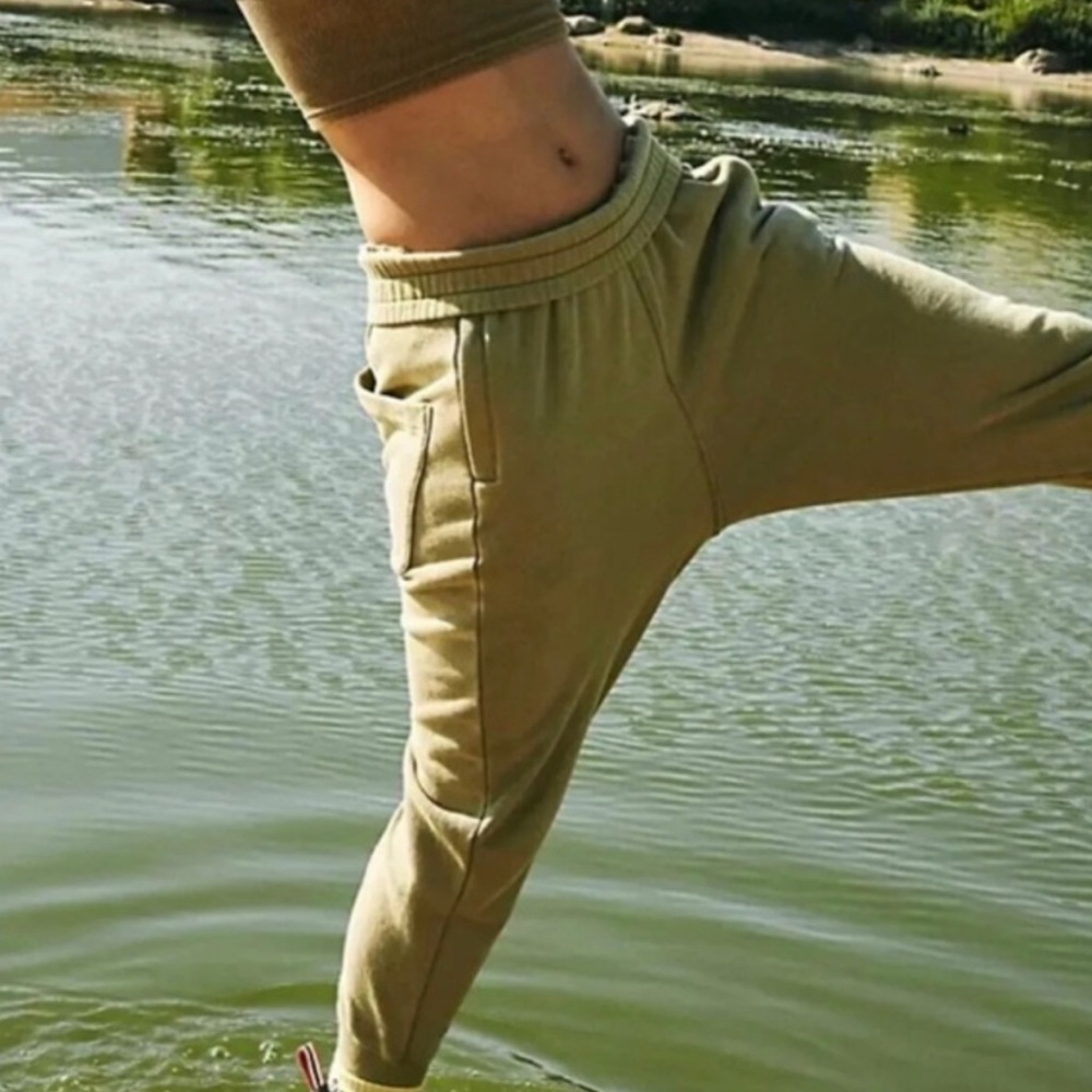 Free People FP Movement June Bug Joggers Pants‎ Hemlock Pockets Cuffed Cotton S